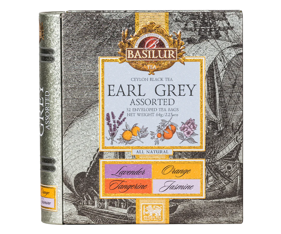 Tea Book - Earl Grey Collection - 32 Enveloped Tea Bags - 4 Flavours
