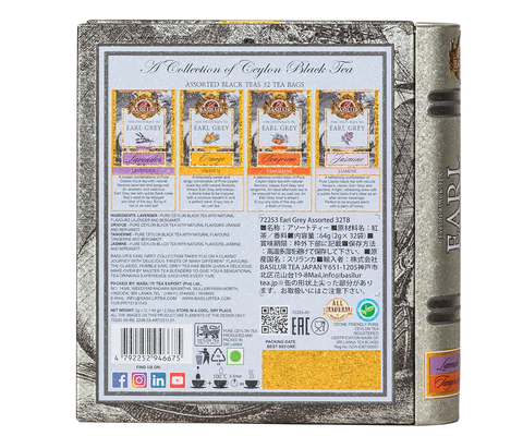Tea Book - Earl Grey Collection - 32 Enveloped Tea Bags - 4 Flavours
