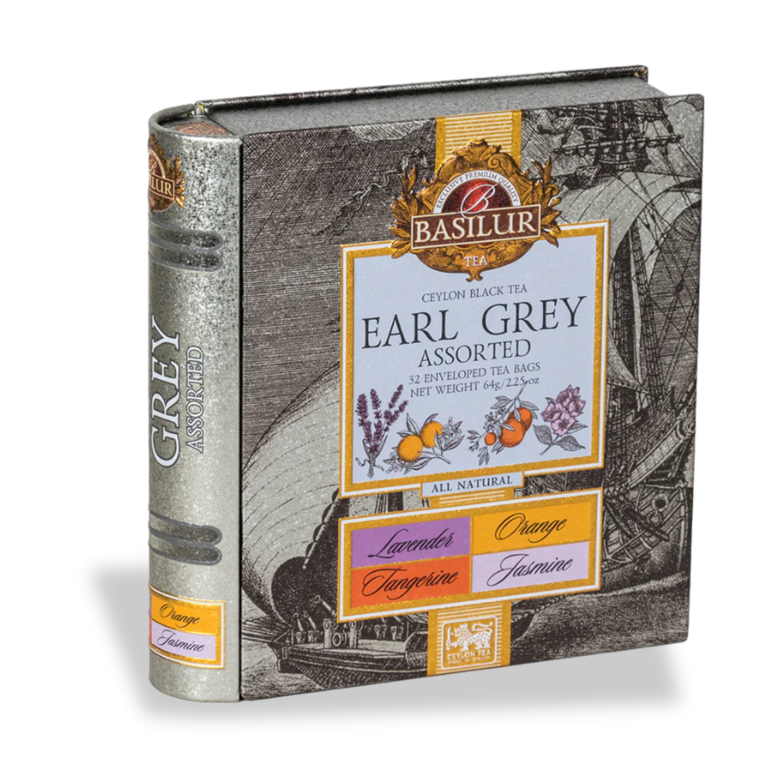 Tea Book - Earl Grey Collection - 32 Enveloped Tea Bags - 4 Flavours