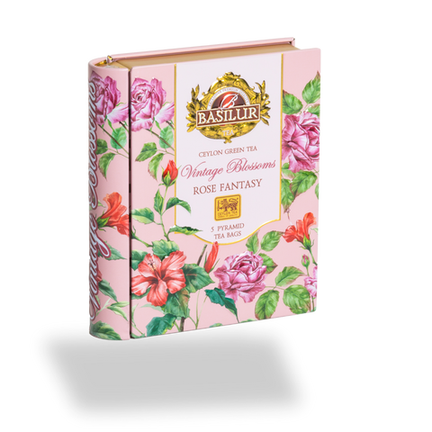 Mini Tea Book -Vintage Blossoms - Rose Fantasy - 5 Pyramid Tea Bags