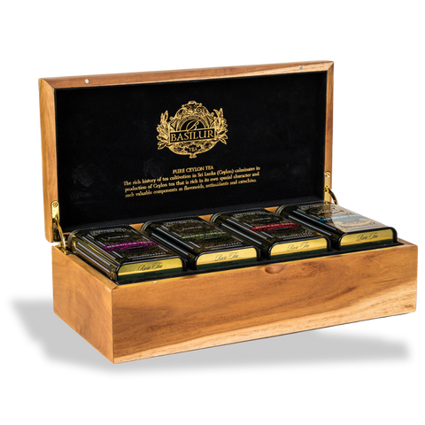 Rare Tea Luxury Wooden Gift Box - 4 Rare Tea Caddies -  Sourced from Single Origin estates within Sri Lanka and are produced in limited quantities.