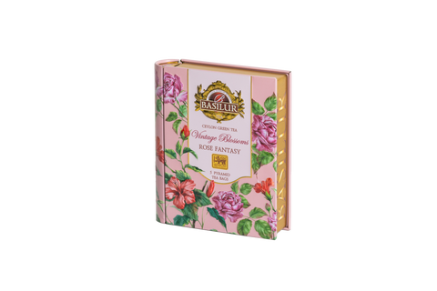 Mini Tea Book -Vintage Blossoms - Rose Fantasy - 5 Pyramid Tea Bags